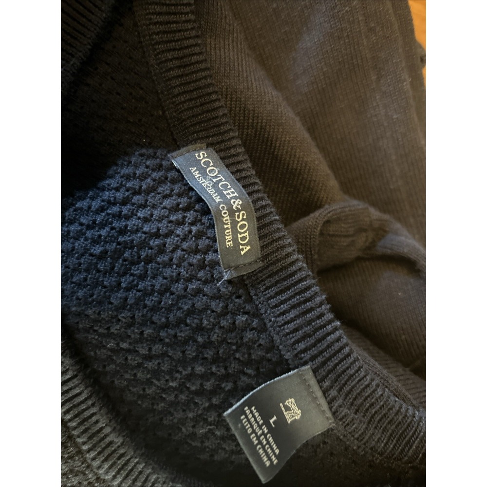 Scotch & Soda Men's Pullover Sweater Crew Neck L Navy Blue Knit - Picture 7 of 10